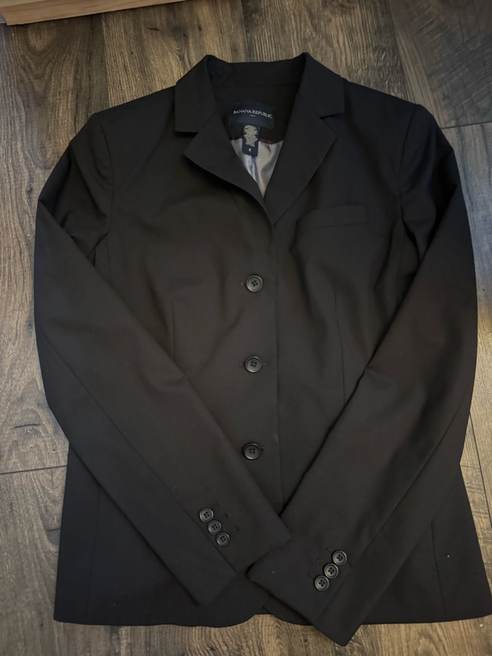 Banana Republic Black Double Breasted Blazer Women 8 Minimalist Quiet Luxury